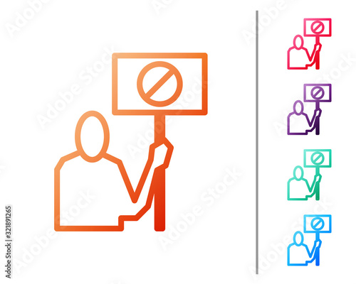 Red line Nature saving protest icon isolated on white background. Earth planet protection, environmental issues demonstration. Set color icons. Vector Illustration