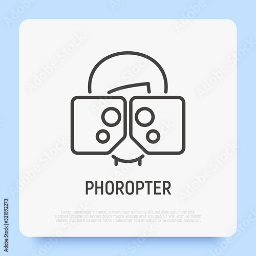 Phoropter thin line icon. Medical equipment. Vision examination. Ophthalmology vector illustration.