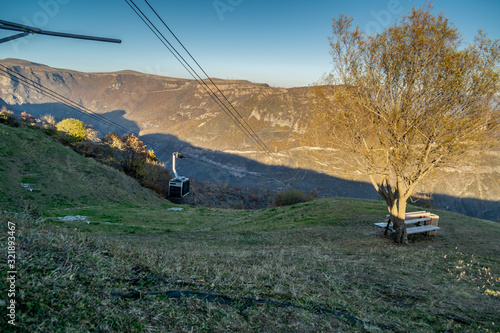 Wings of Tatev cableway, stretching from Halidzor to Tatev Monastery, is officially recorded by Guinness World Records as the world's longest non-stop double track cable car, Syunik Province, Armenia. photo