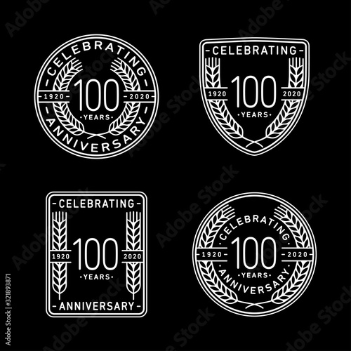 100 years anniversary celebration logotype. 100th anniversary logo collection. Set of anniversary design template. Vector and illustration. 
