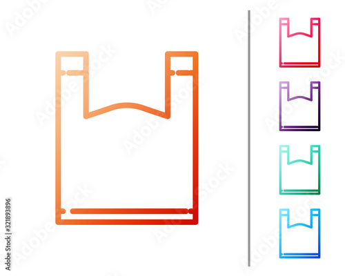 Red line Plastic bag icon isolated on white background. Disposable cellophane and polythene package prohibition sign. Set color icons. Vector Illustration