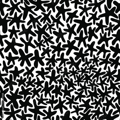 Abstract hand drawn seamless pattern with black corals. 