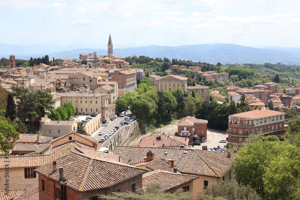 view of town from above Perugia Italy
