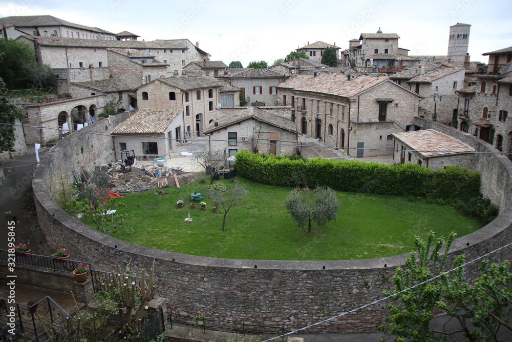 Roman forum structure in medieval Italian town