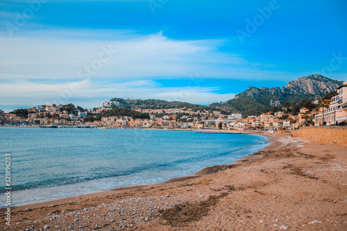 View of scenic Port De Soller in Mallorca  Spain