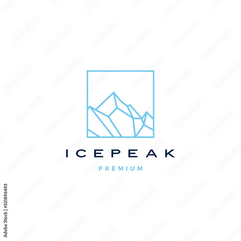 ice peak mount stone mountain adventure icepeak geometric logo line art outline illustration - obrazy, fototapety, plakaty 