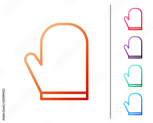 Red line Oven glove icon isolated on white background. Kitchen potholder sign. Cooking glove. Set color icons. Vector Illustration