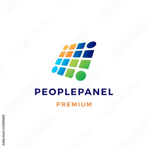 people solar panel logo vector icon illustration