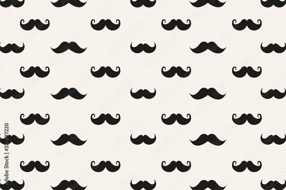 Seamless pattern with retro mustache