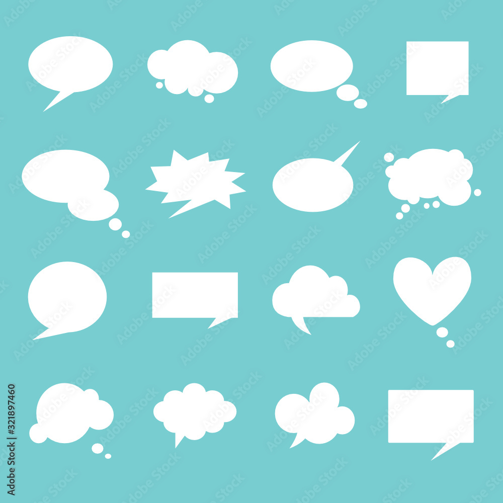 Set speech bubbles on blue background
