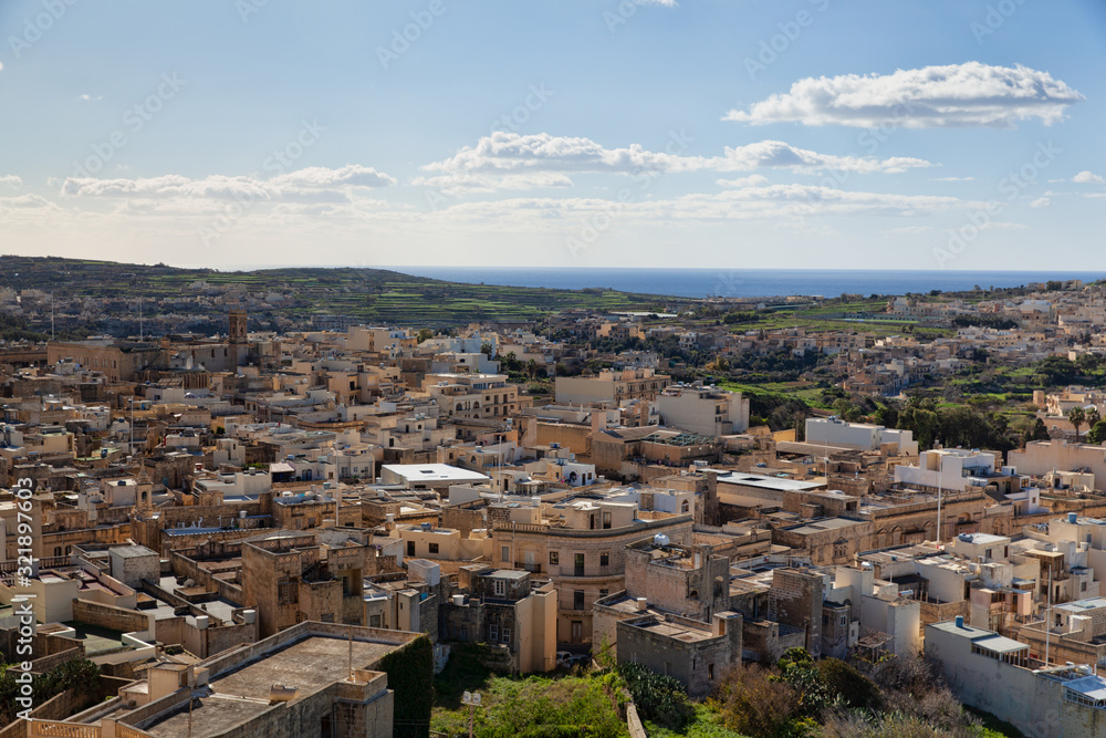 Panoramic view of Victoria, Gozo, Malta