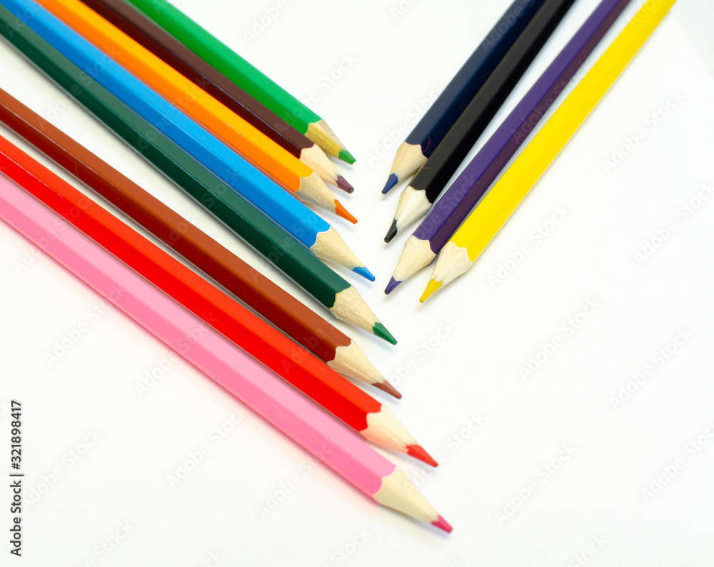 Fototapeta premium set of colored pencils on a white background