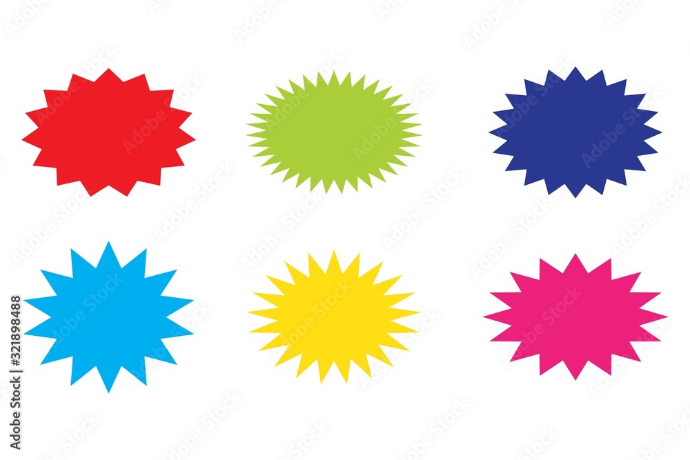 Starburst speech bubbles set, star sticker vector, Bursting icon, Explosion vector , isolated on white background Starburst speech bubbles set, star sticker vector, Bursting icon, Explosion vector , isolated on white background