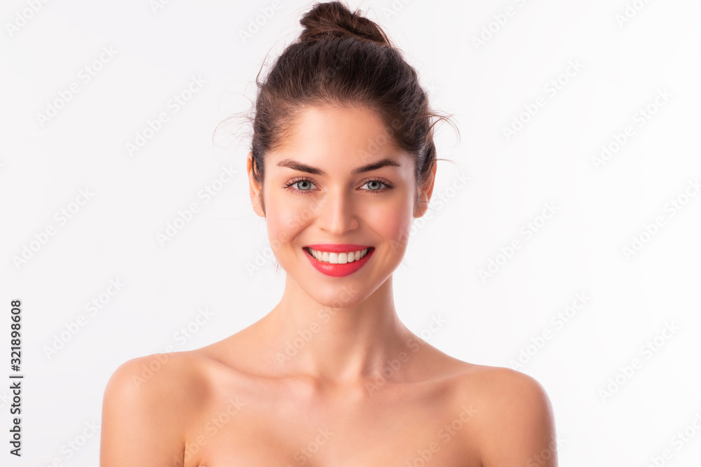 Beautiful young woman headshot of perfect smile Beautiful young woman headshot of perfect smile