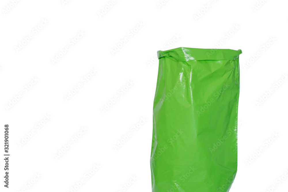 Packing pouch green color in the background Packing pouch green color in the background