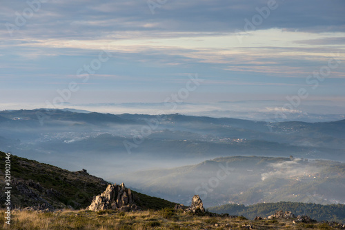 Mists among the mountains of the Aroucas geopark Portugal photo