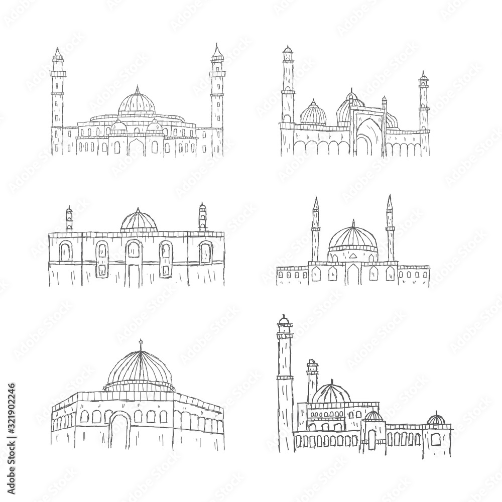 Mosque sketch,hand drawn collection