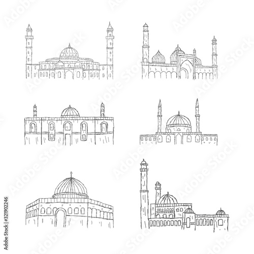 Mosque sketch,hand drawn collection