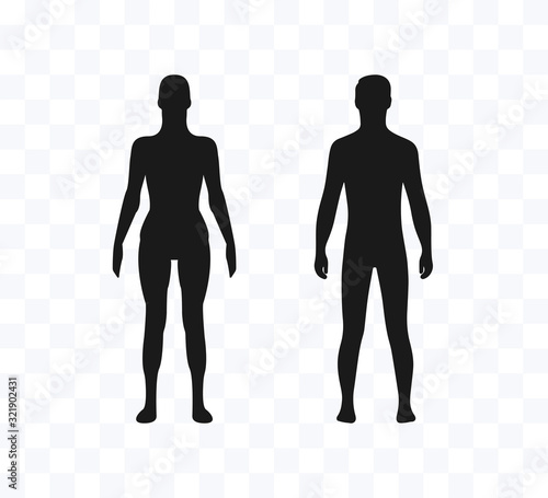 Woman and man silhouette. Vector illustration. Flat.
