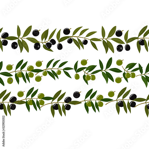 Seamless border from olive branches