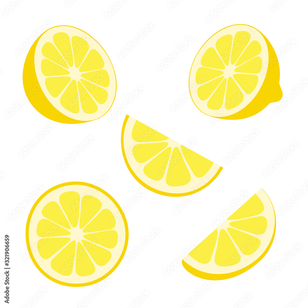 Lemon slices icons on a white background