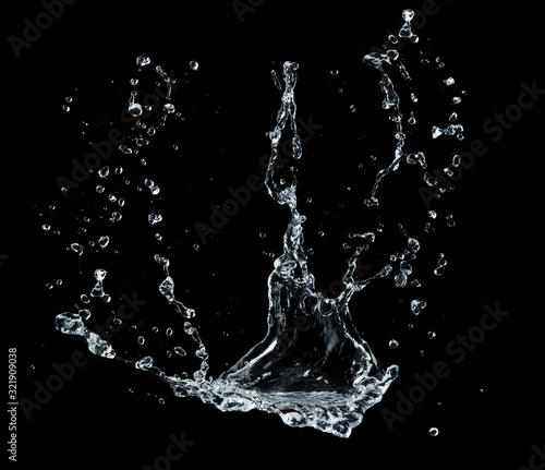 water splash isolated on a black background