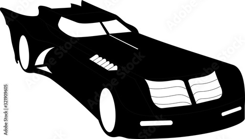 black and white vector illustration of a supercar