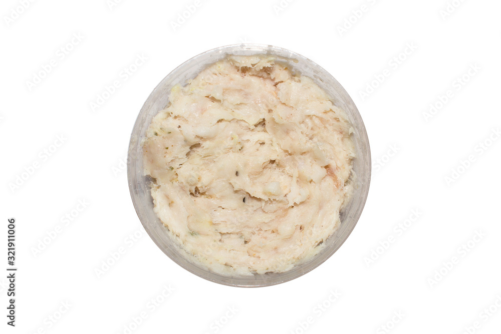 Pork lard in a container on a white background. Pork lard in a container on a white background.