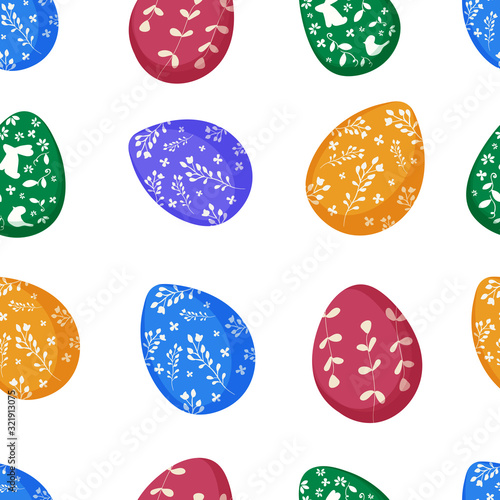 Vector doodle illustration on seamless Egg texture backgrounds. Symbol of celebration and comfort. Easter. Cozy Home.