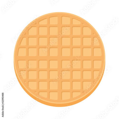Belgium round waffle in flat style.