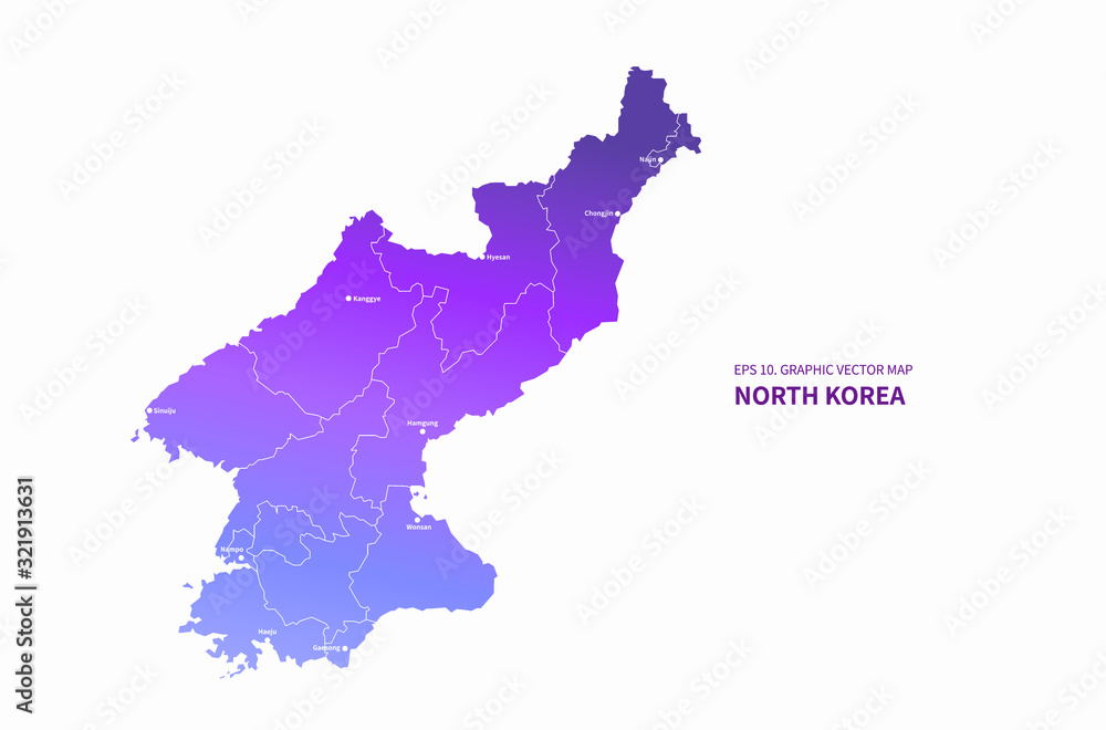 korea map. North korea vector map.