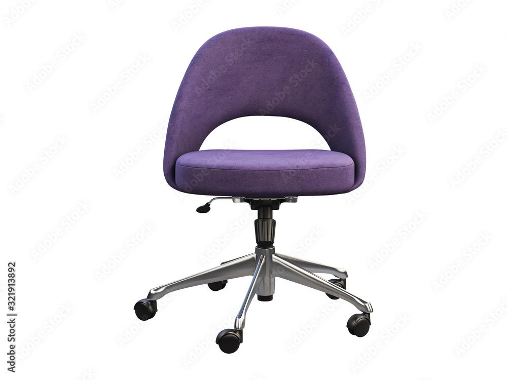 Purple fabric task chair with chromium base. 3d render Purple fabric task chair with chromium base. 3d render