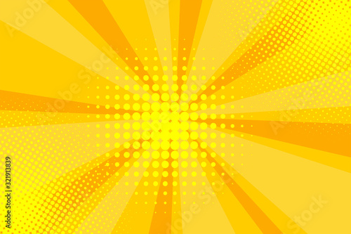 Comic yellow sunbeam background retro pop art style cartoon