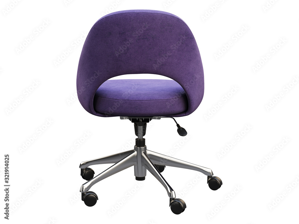 Purple fabric task chair with chromium base. 3d render Purple fabric task chair with chromium base. 3d render