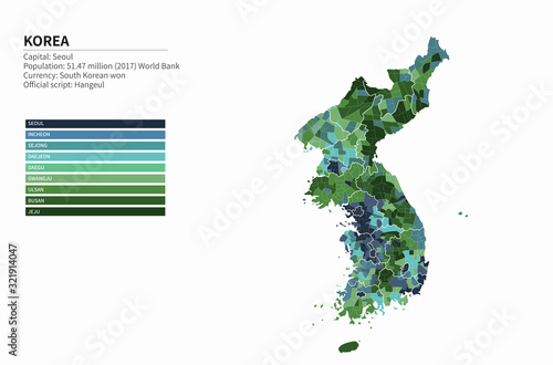 korea map. map of the division of Korea. seoul map.