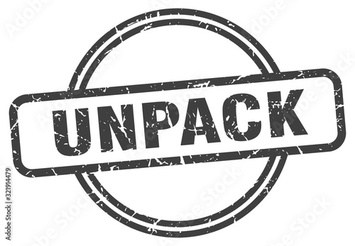 unpack stamp. unpack round vintage grunge sign. unpack