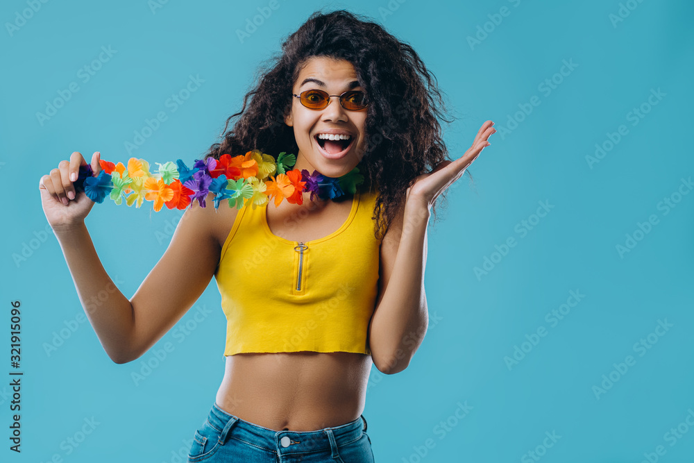 African american woman isolated on blue background. African american woman isolated on blue background.