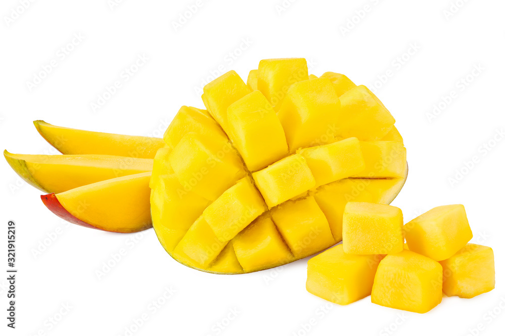 mango slices isolated on white background. healthy food mango slices isolated on white background. healthy food