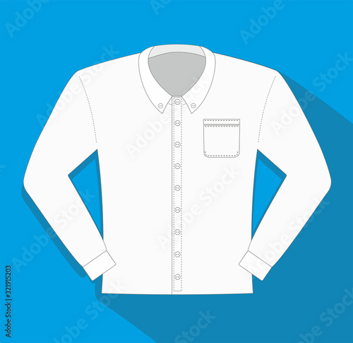Vector illustration, white shirt, long sleeves and button down.