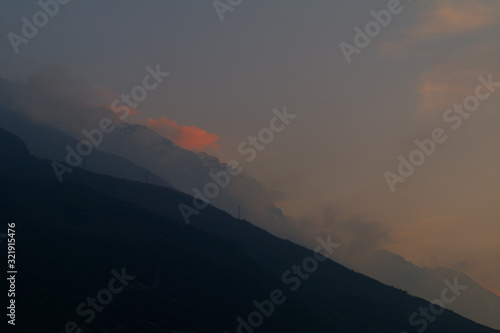 sunset in mountains,sky, landscape, nature, cloud,panorama,evening,clouds,hill,