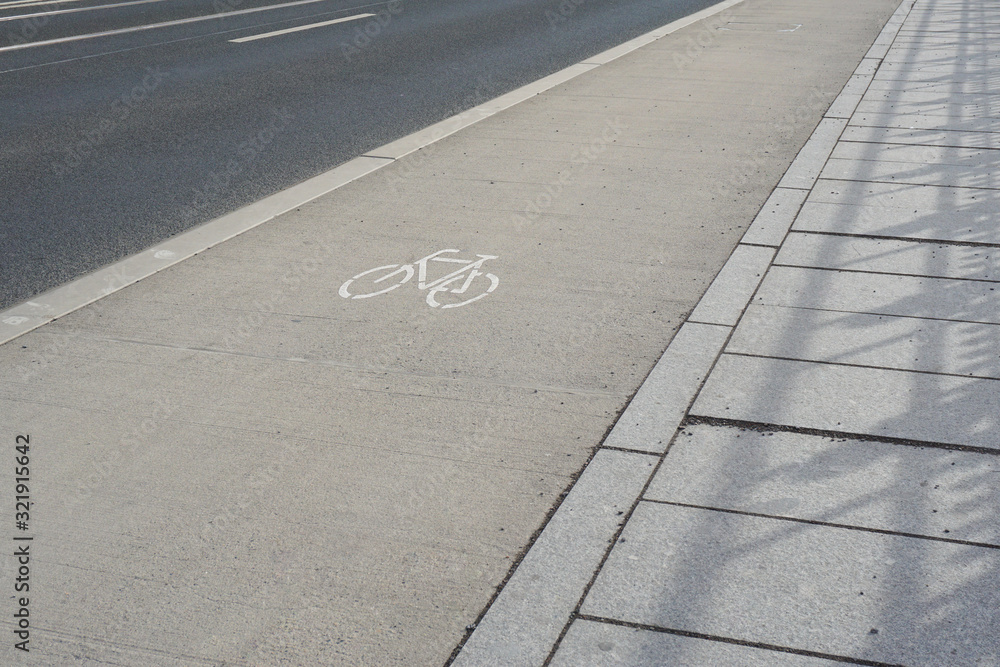 Fototapeta premium A bike lane next to a street
