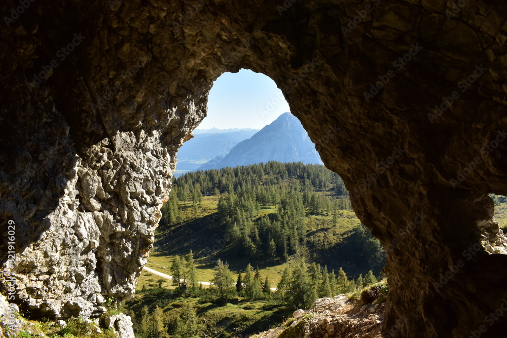 Mountains through a hole