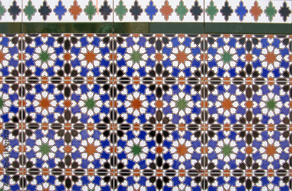 Checkered traditional Cuban ceramic mosaic tile background pattern. Architectural mosaic detail, abstract background for street, bath and pool. Ornamental pattern for street and interior design Checkered traditional Cuban ceramic mosaic tile background pattern. Architectural mosaic detail, abstract background for street, bath and pool. Ornamental pattern for street and interior design