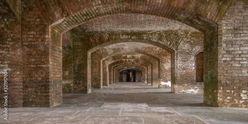 Brick arches within Fort Jefferson at Dry Tortugas National Park near Key West, Florida