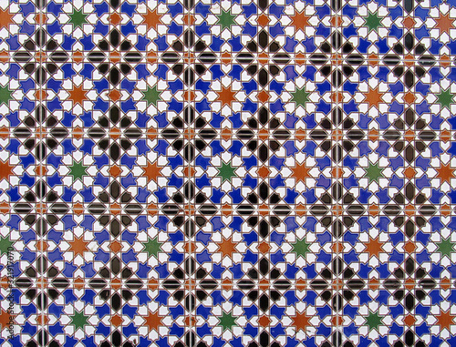Checkered traditional Cuban ceramic mosaic tile background pattern. Architectural mosaic detail, abstract background for street, bath and pool. Ornamental pattern for street and interior design