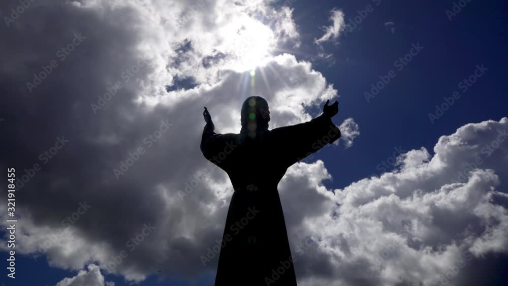 St. George's, Grenada - 5 JAN 2020: christian memorial monument on bay promenade with the sky background St. George's, Grenada - 5 JAN 2020: christian memorial monument on bay promenade with the sky background