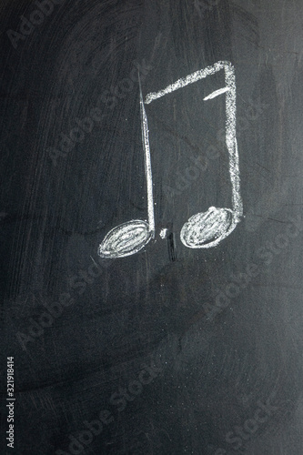 The note is drawn on a black chalk board