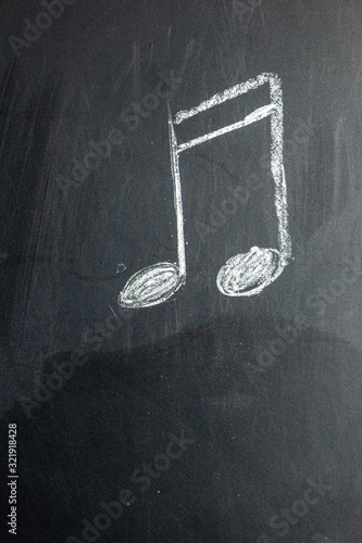 The note is drawn on a black chalk board