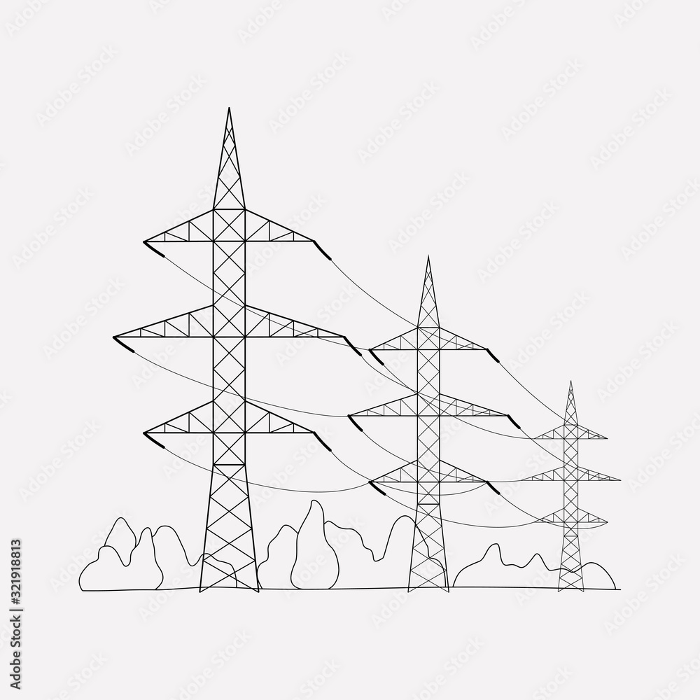 Electrical Energy Towers Icon Line Element Vector Illustration Of
