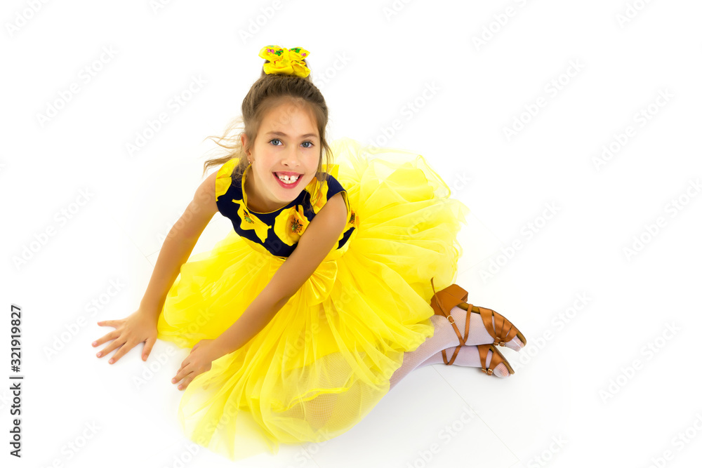 Beautiful little girl view from above. Beautiful little girl view from above.